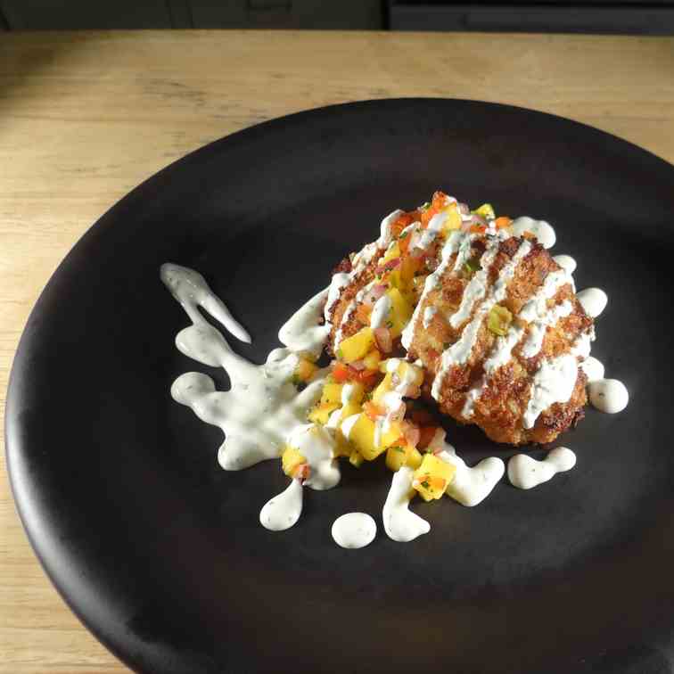 Pan Seared Crab Cakes with Mango Jalapeno