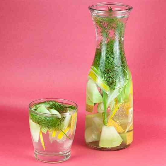 Dill, melon, lemon and apple detox water