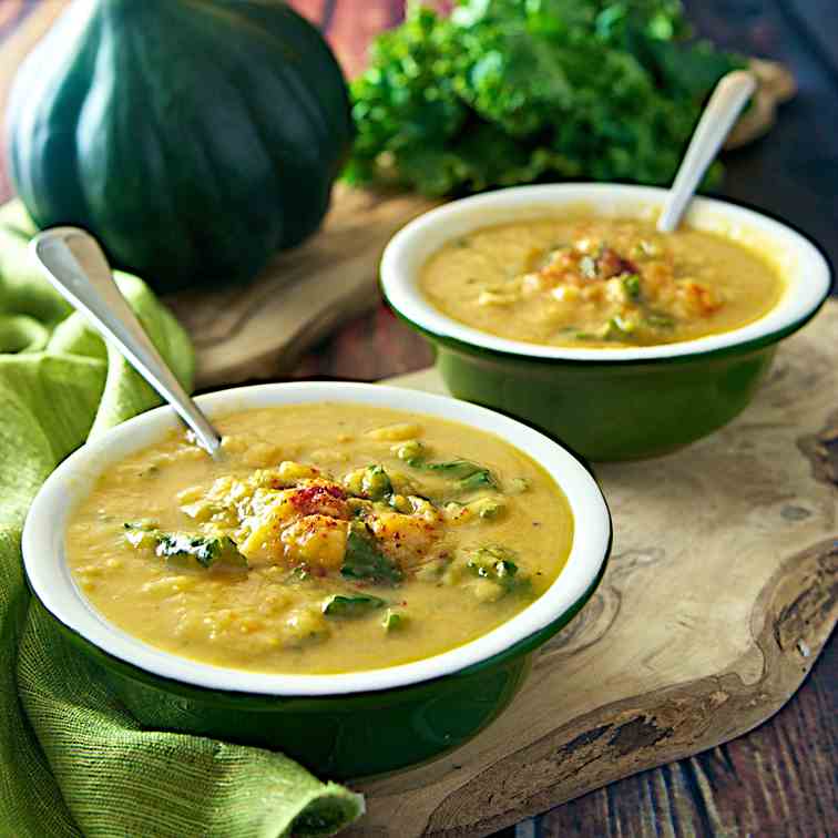 Roasted Acorn Squash & Sweet Potato Soup