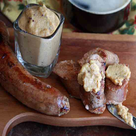 Sausages with Maple Beer Mustard