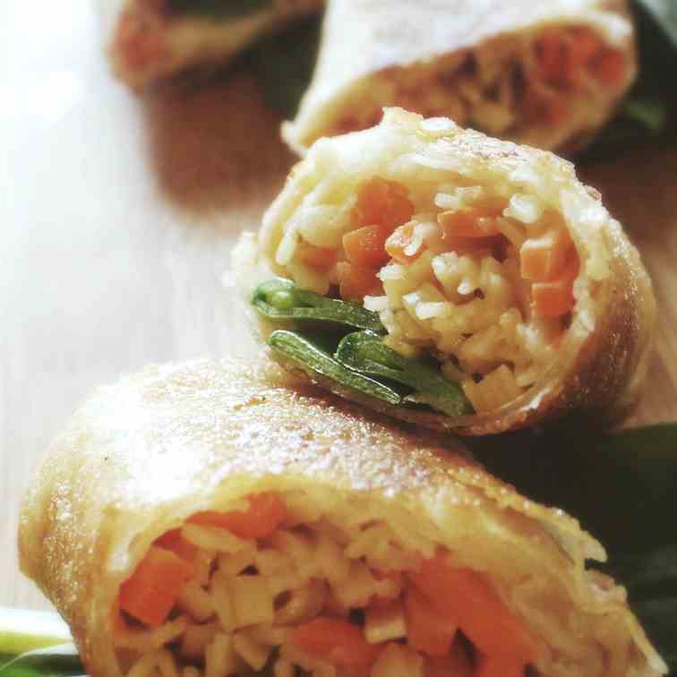 Nutty Snow Pea Spring Rolls