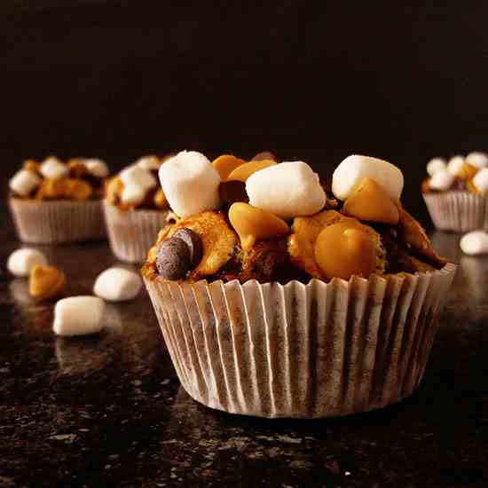 Peanut Butter Rocky Road Muffins