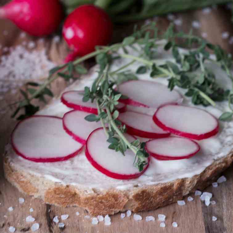 Radish and butter tartine