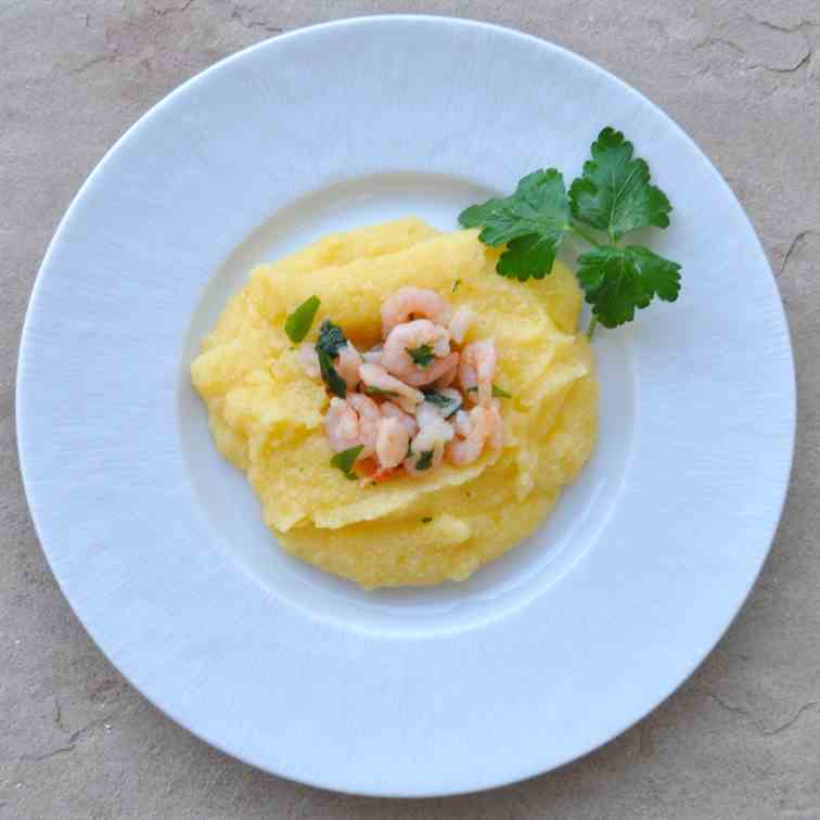 Shrimps over Creamy Polenta