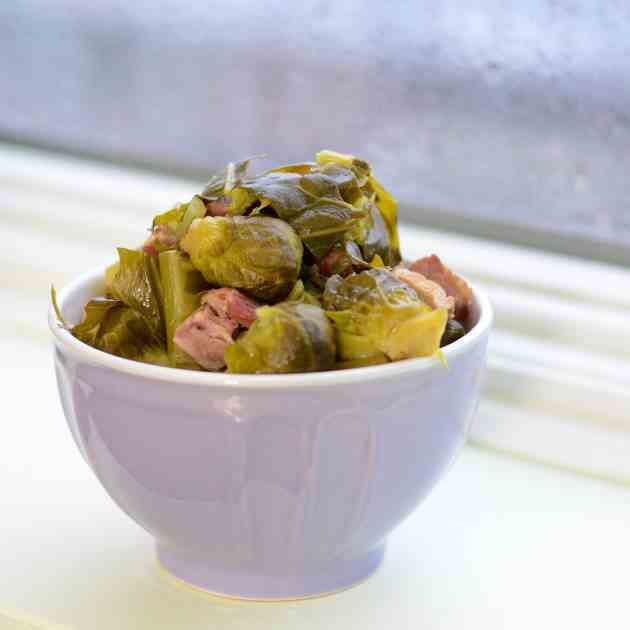 Bacon, Brussel Sprouts and Collard Greens