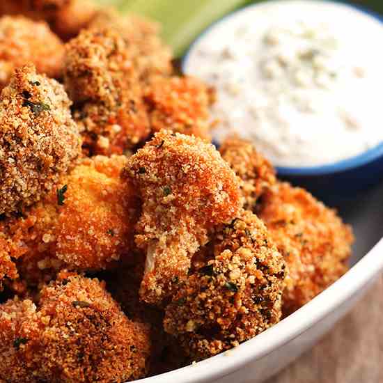 Buffalo Broccoli and Cauliflower Bites