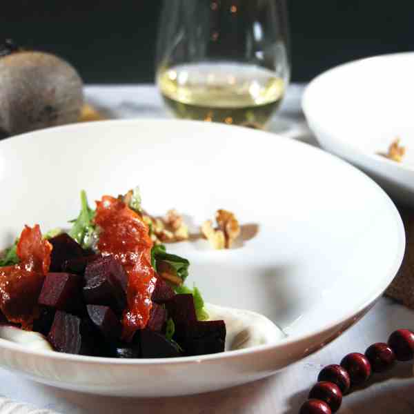 Roasted Beet Salad with Goat Cheese Crema