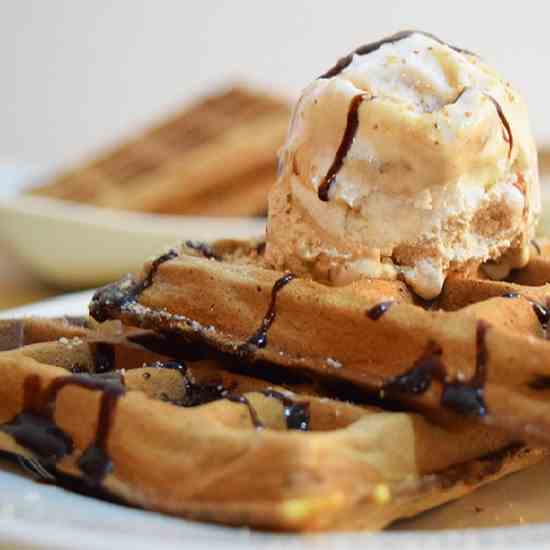 Chocolate Belgian Ice Cream Waffles