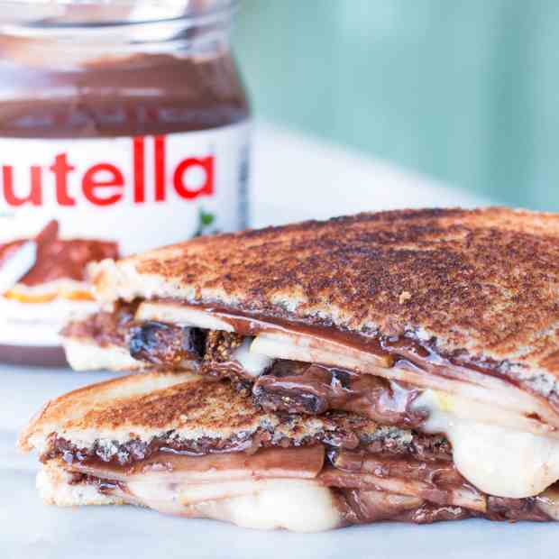 Grilled Nutella, Brie, Pear - Fig Sandwich