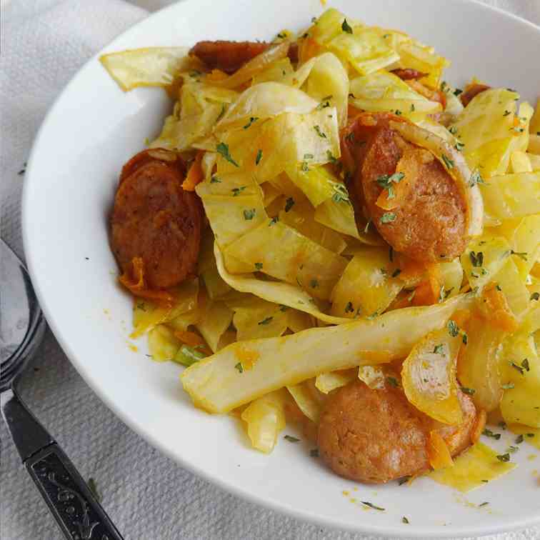 Fried Cabbage with Sausage