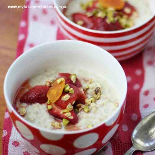 maple Poached Strawberries with oats