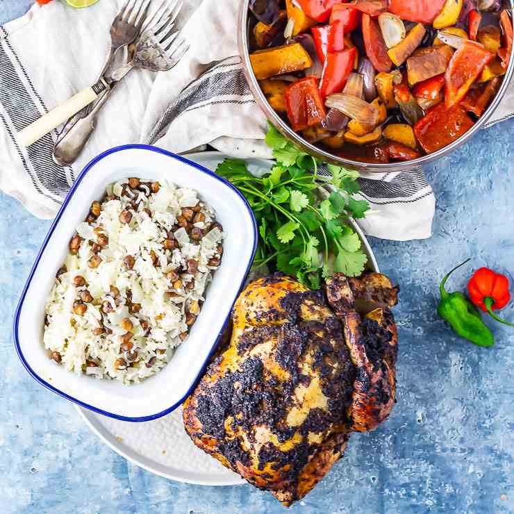 Jerk Roasted Chicken with Coconut Curry 