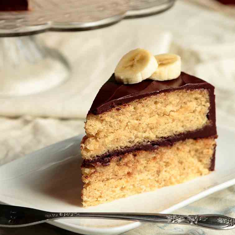 Banana Cake with Chocolate Glaze