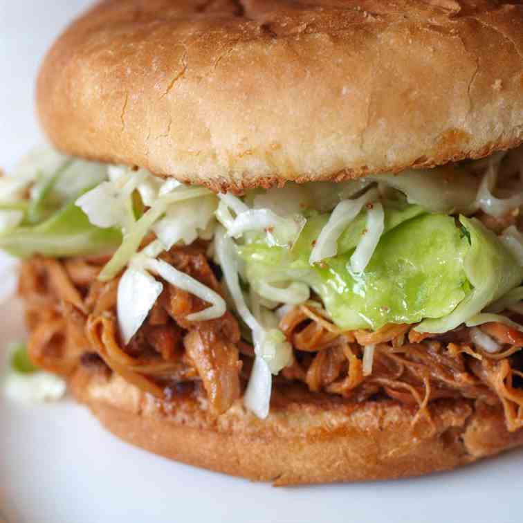 Honey BBQ Crockpot Chicken Sandwiches