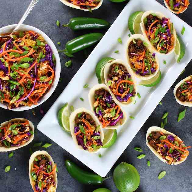 Korean Mini Taco Boats w-Asian Slaw