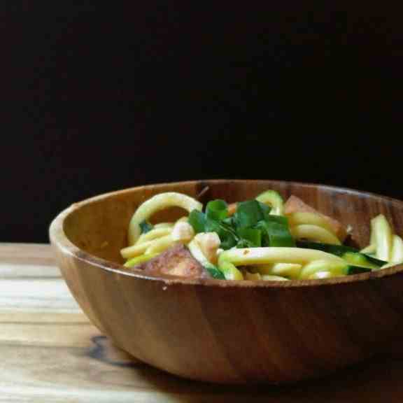 Thai Zoodles with Tofu and Crushed Peanuts