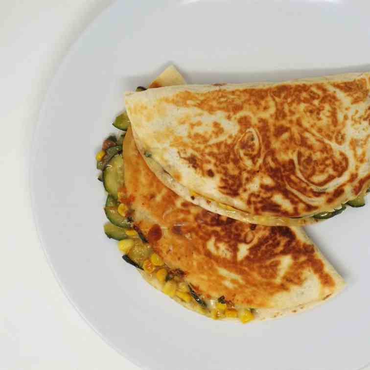 Spicy Corn and Zucchini Quesadillas