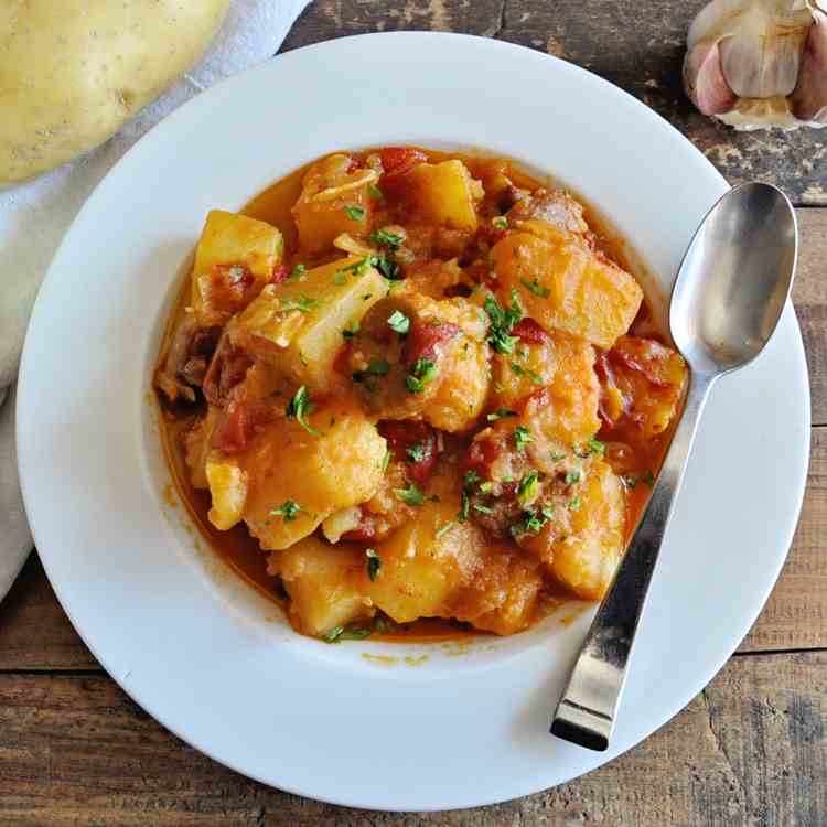 Spicy Spanish Potatoes with Beyond Sausage