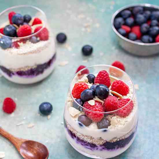 Summer berries yogurt parfait 