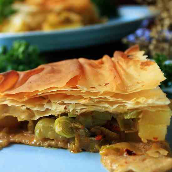 Spicy Potato and Leek Filo Pie