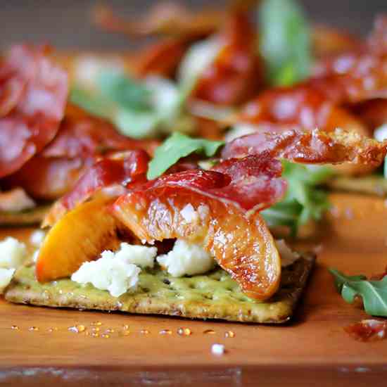 Peaches and Crispy Prosciutto Canapés