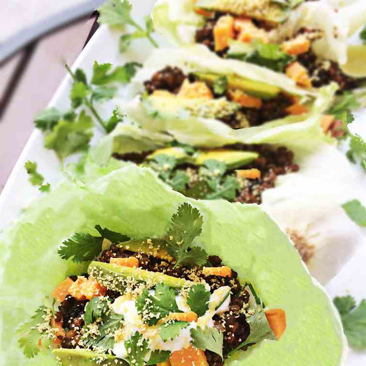 Lentil Taco Lettuce Wraps