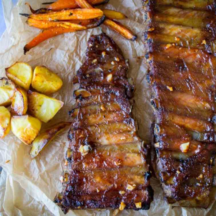 Slow cooked pork ribs with chili