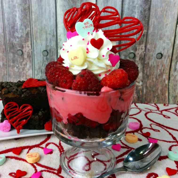 Raspberry Brownie Parfait