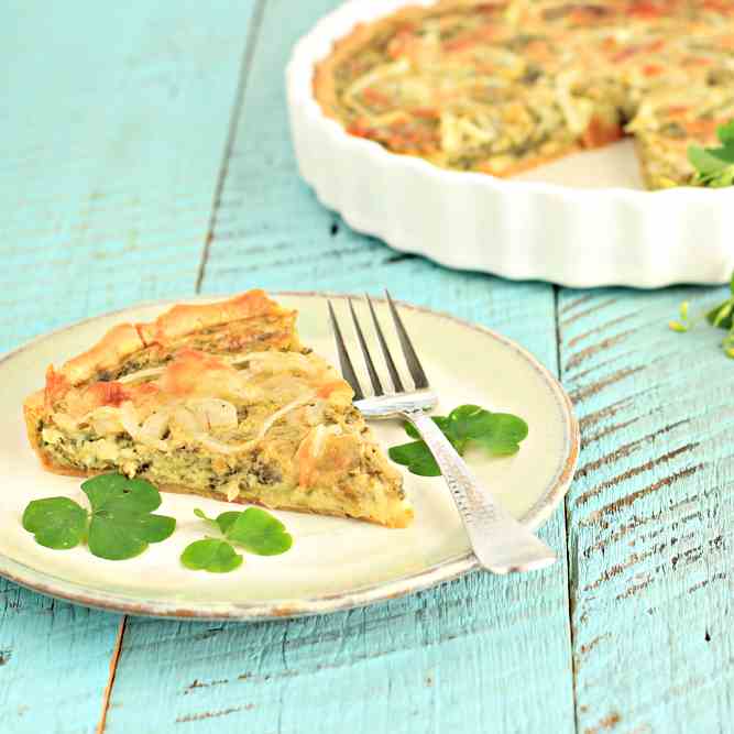 Wood Sorrel and Sweet Onion Tart