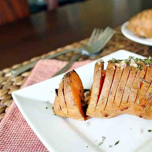 Rosemary Hasselback Sweet Potatoes