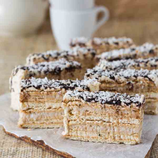 No bake walnut and coconut cake