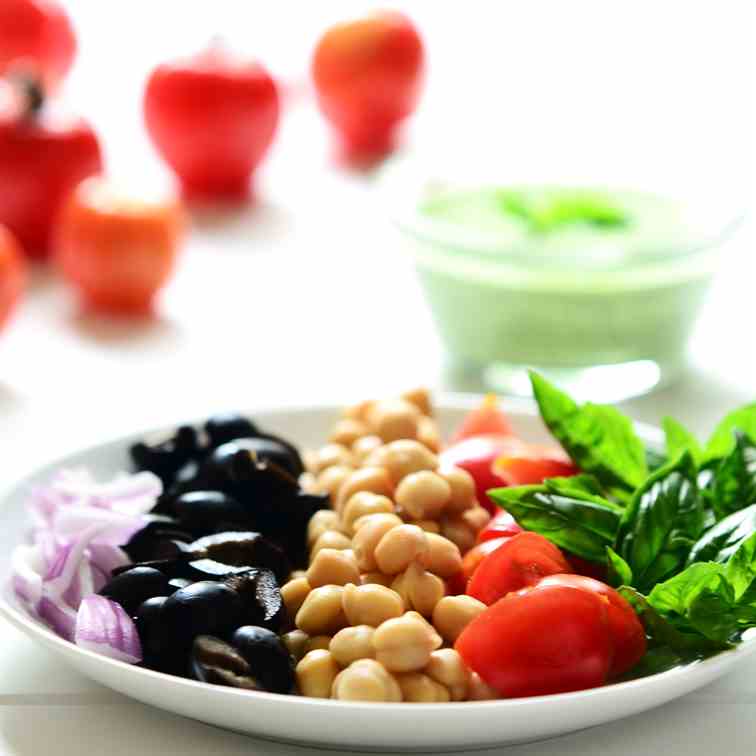 Garbanzo (Chick Pea) Pesto Salad