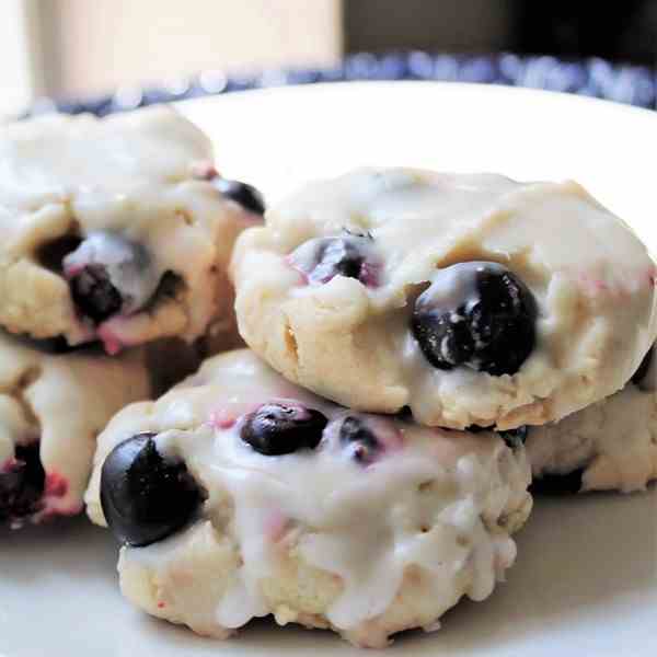 Soft Blueberry Cookies with Lemony Glaze