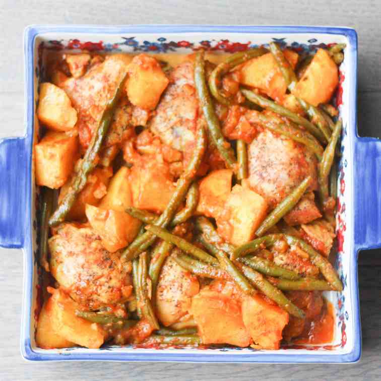 Chicken Thighs with Green Beans and Potato