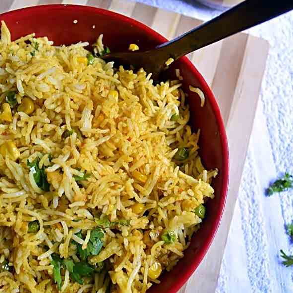 Corn peas pulao recipe