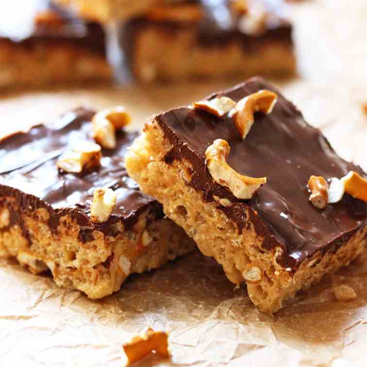 pb & chocolate Rice Krispies treats