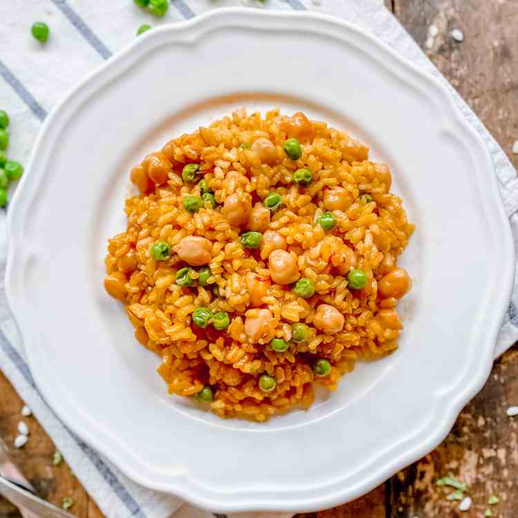 Spanish Rice with Garbanzo Beans - Peas