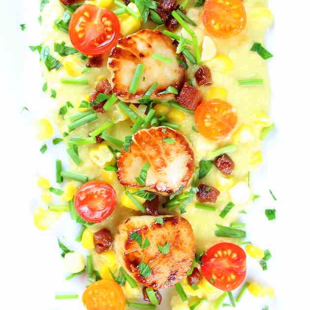 Seared Scallops with Corn Puree