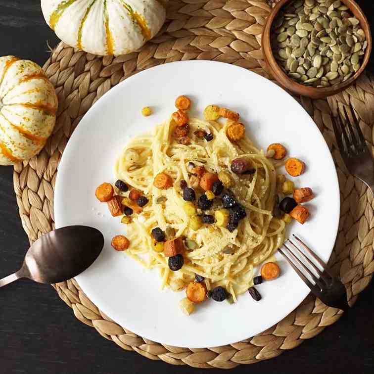 Pumpkin alfredo with veggies