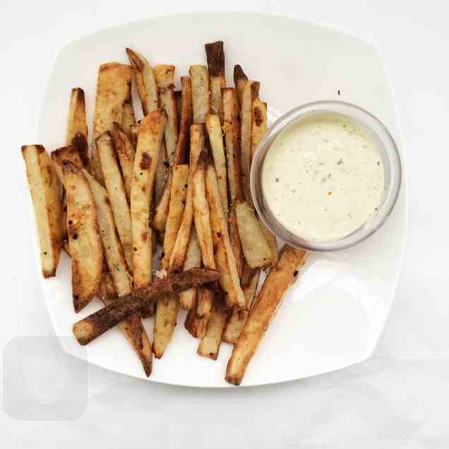 Oven Baked French Fries with Garlic Aioli