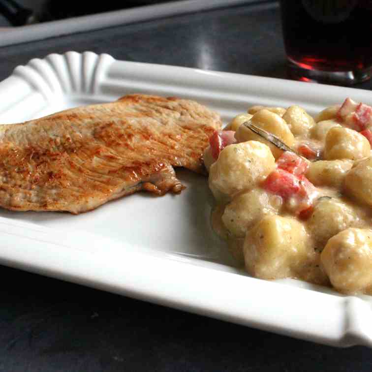 Turkey Schnitzel with Gnocchi and Gorgonzo