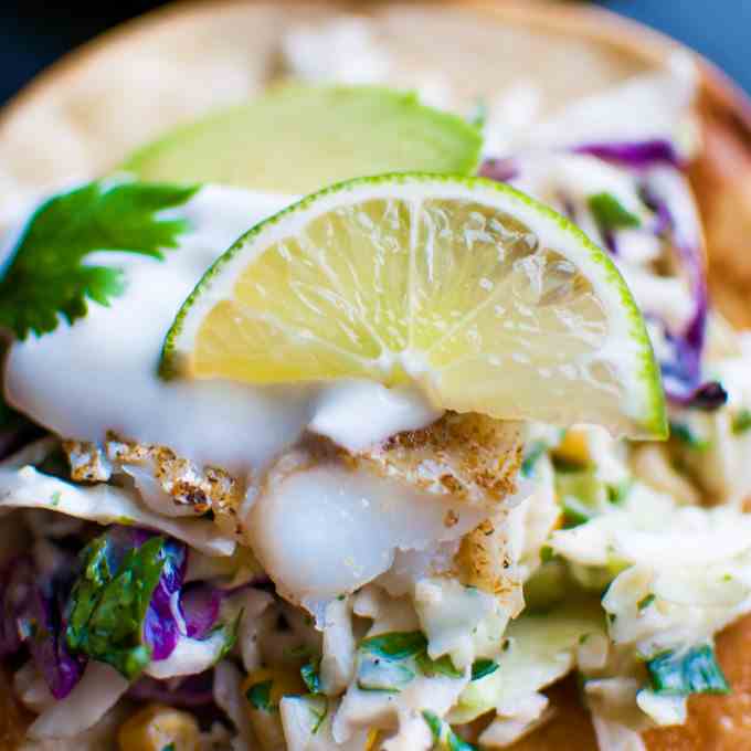 Fish Tostadas with Yogurt Slaw