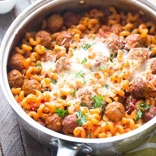 Skillet Meatball Lasagna