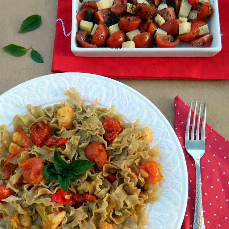 Shiitake kneaded tagliatelle with peppers