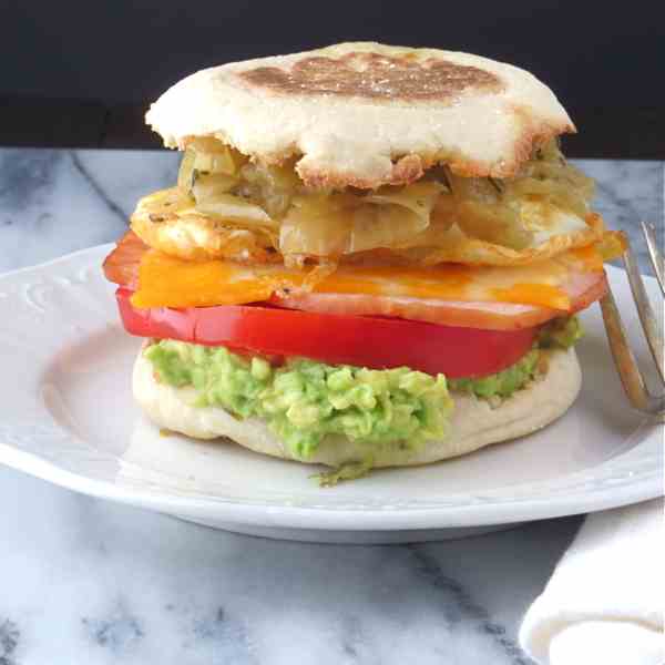 egg, cheese and avocado sandwich