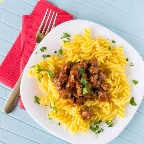 Pasta with dark beer sauce