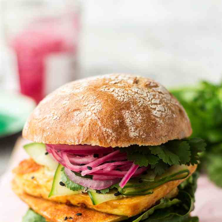 Peanut tofu burgers