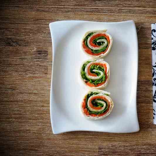 Smoked wild salmon rolls