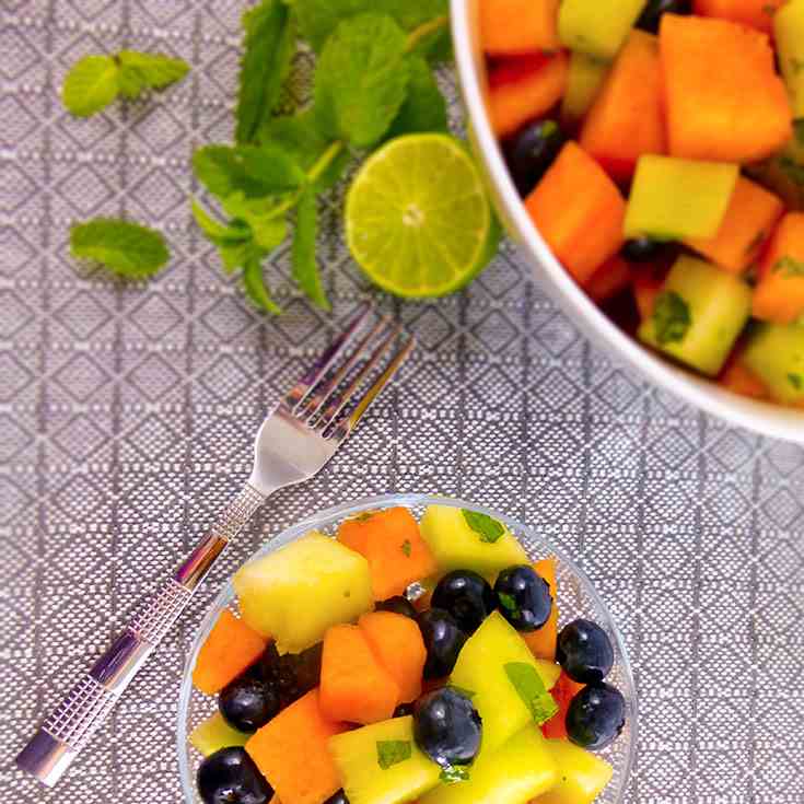 Melon Salad w- Honey Lime Mint Dressing 