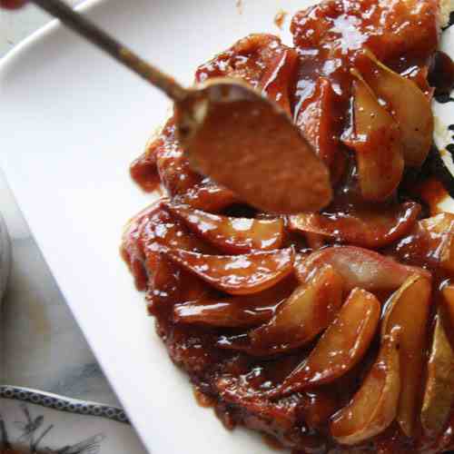 Pear Tatin with Rum Caramel Sauce